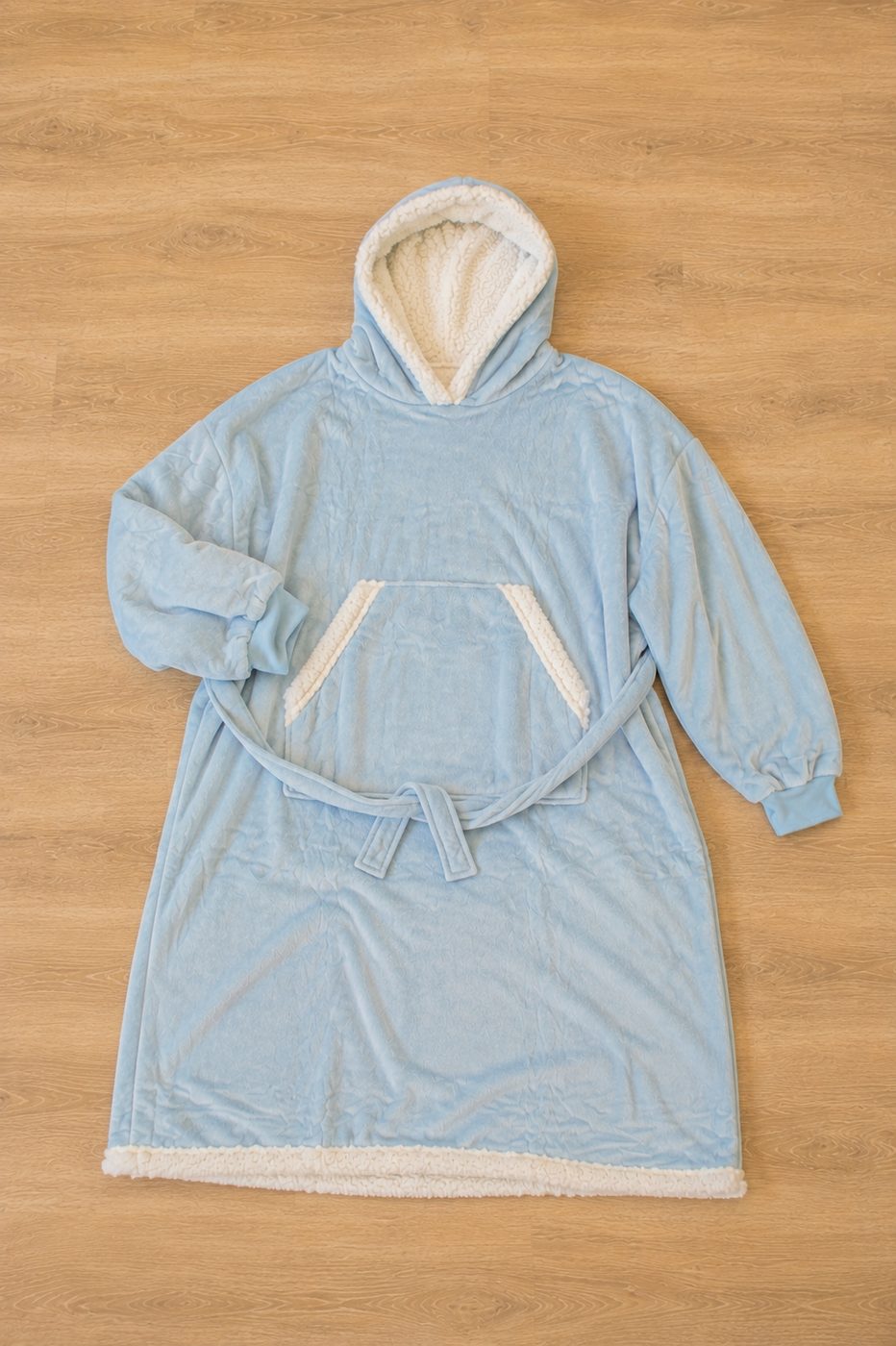 Bedsure Sherpa Fleece Blanket Hoodie laid flat